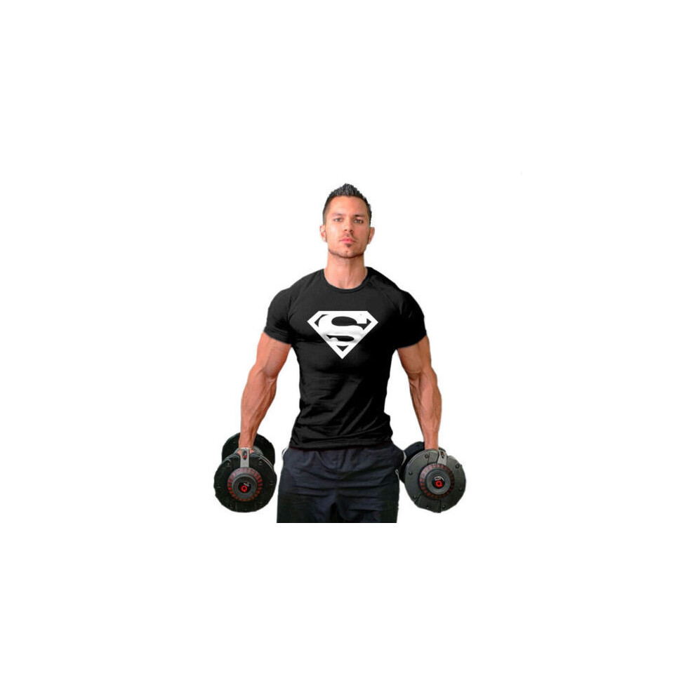 (XL,Black)Nouveau Superman Series Sport Gym Homme Tshirt Musculation Tee Tank Fittness