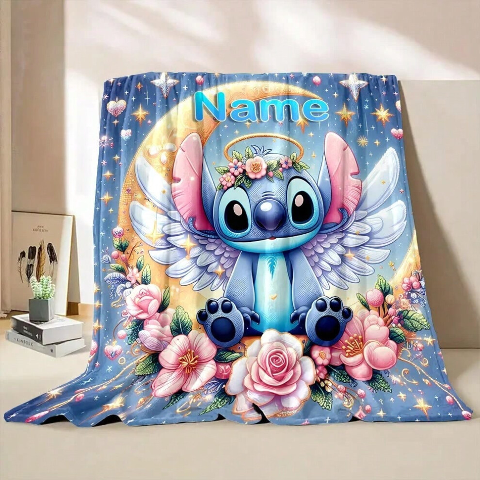 (Style I, 130x150cm(51x59in)) New! Personalized Custom Name Blanket Disney Stitch Printed Blanket Sofa Trivel Cover Blanket Suitable for Birthday Spec-image-OPC-PJH2R7S-NEW
