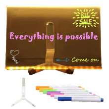 Magic Board Luminous Acrylic Message Boards With Stand, 7 Markers, Erasable LED Writing Board 7.8 x 7.8 Inches