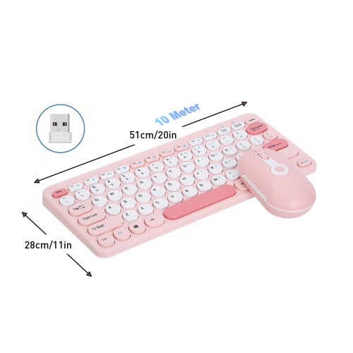 Wireless Wireless Keyboard & Mouse Combo 2.4G Ergonomic Compact Silent Black Pink Blue 1