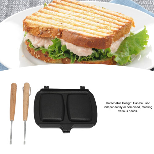 Double Side Sandwich Maker Pan with Detachable Handle, Aluminum Alloy 2