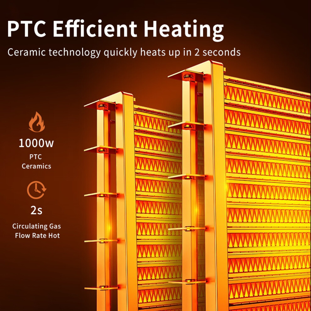 Indoor Space Heater 1000W Oscillating Portable with Remote, 8H Timer