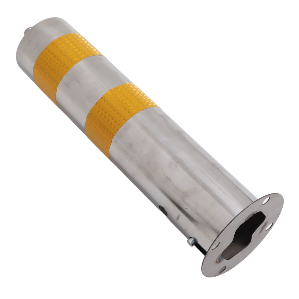 Stainless Steel Safety Bollard Post 55cm with Yellow Reflective Strip