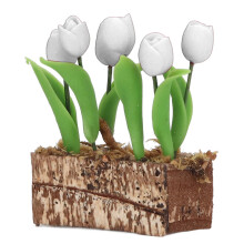 1:12 Künstliche Tulpen aus Weißem Harz, Topf Ø 2,8 cm