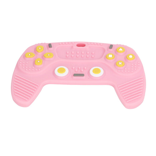 Baby Pink Silicone Game Controller Teether Toy – Soft & Safe Baby Teether