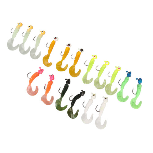 17 Stück Soft-Grub-Köder-Set aus PVC+Metall, 5,5 oz, bunt 2