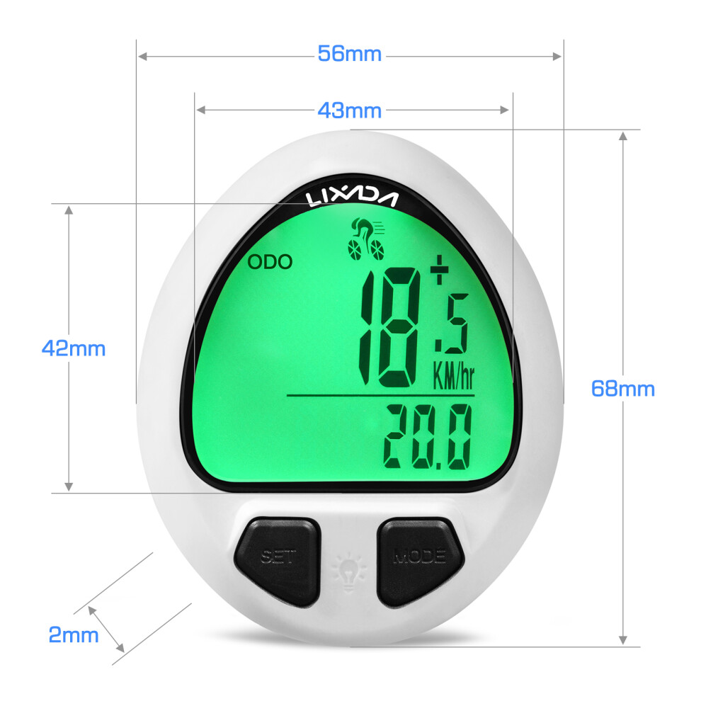 Wired/Wireless Bicycle Speedometer Odometer, Waterproof, Black/White-image-OPC-PJH58MN-NEW