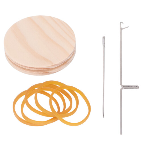 Mini-Webstuhlmaschine 10 Haken orange 6,5 cm Holzbrett 2