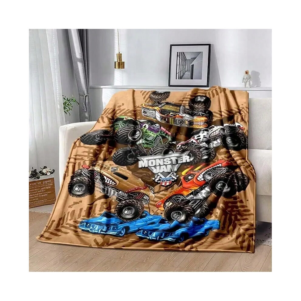 (6, 130cmx150cm) 3D Monster Jam Monster Truck Cartoon Flannel Soft Throw Blanket Boys Bedroom Sofa Bed Warm Throw Blanket Picnic-image-OPC-PJH5FJJ-NEW