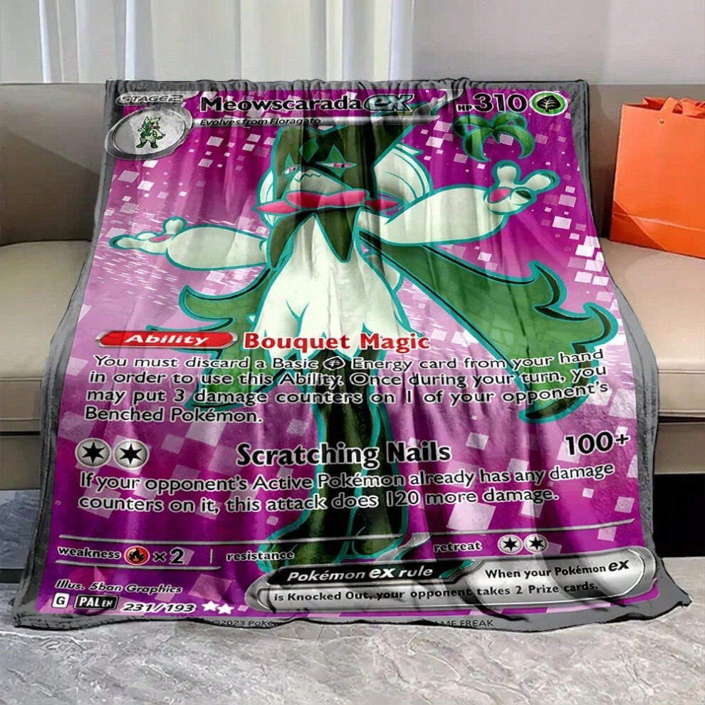 (6, 150x100CM40x60inch) 6 Sizes Game PokÃ©mon M-Meowscarada Print Blanket Fluffy Plush Sofa Bed Throw Blanket for Kids and Adults Travel Home Supplies-image-OPC-PJH5HPX-NEW