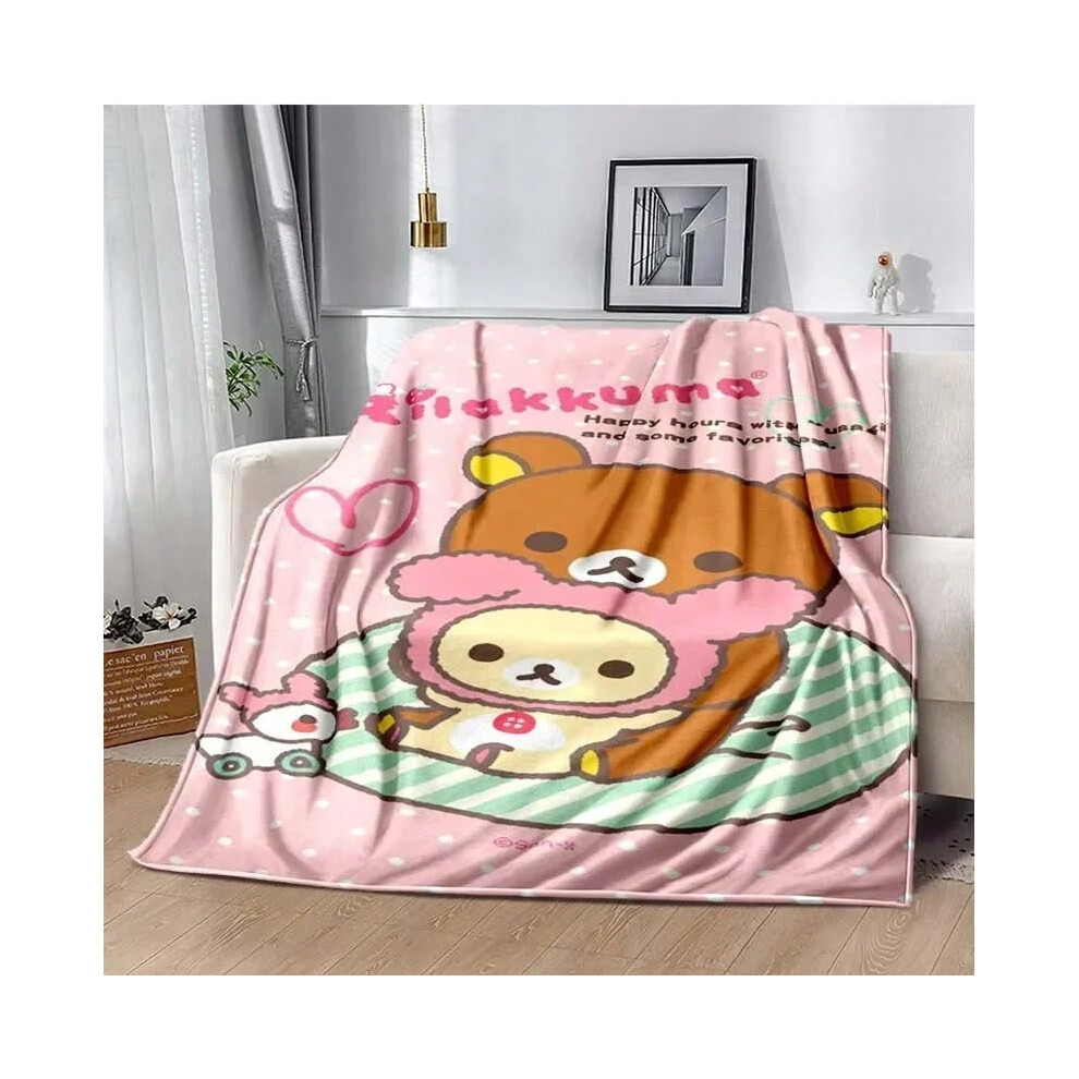 (12, 150X220CM) Cartoon Rilakkuma Anime Girls Throws Blanket for Baby Hiking Picnic Bed Super Soft Cute kawaii Flannel Blanket birthday gift-image-OPC-PJH5HYV-NEW