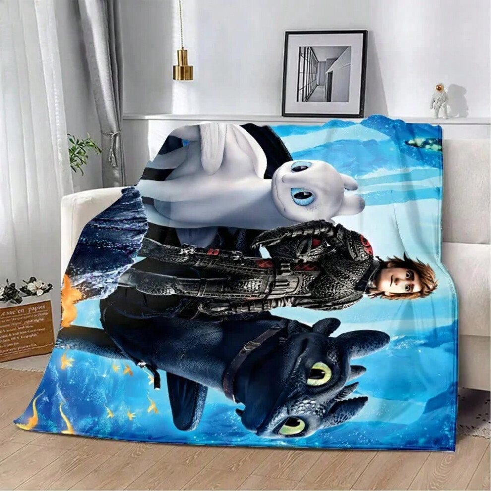 (21, 150x125CM50x60inch) Lovely couple Toothless Fury Dragon Printed Blanket Picnic Blankets Warm Blanket Soft and Comfortable Home Travel Birthday Gi-image-OPC-PJH5JDX-NEW