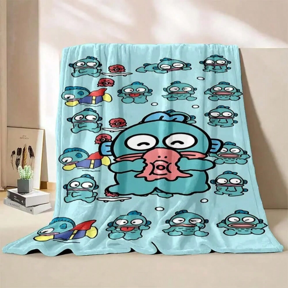 (Style F, 150X220CM) Hangyodon Sanrio Blanket Warm Soft Fluffy Cartoon Throw Kid Adult Quilt Sofa Bed Throw Break Blanket Travel Sheet Girls Gift-image-OPC-PJH5JHH-NEW