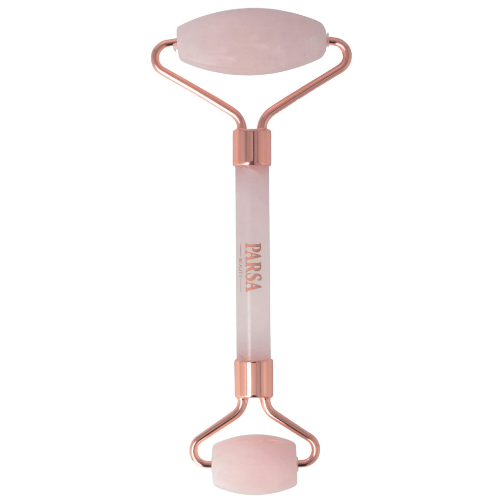 Rose Quartz Facial Roller - Gua Sha Tool For Tightening, Facial Yoga, Facial Massage, Lymphatic Drainage