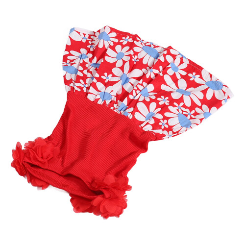 Blumenmuster Polyester Hundekleid Rot Größe S Leichtgewichtig 2