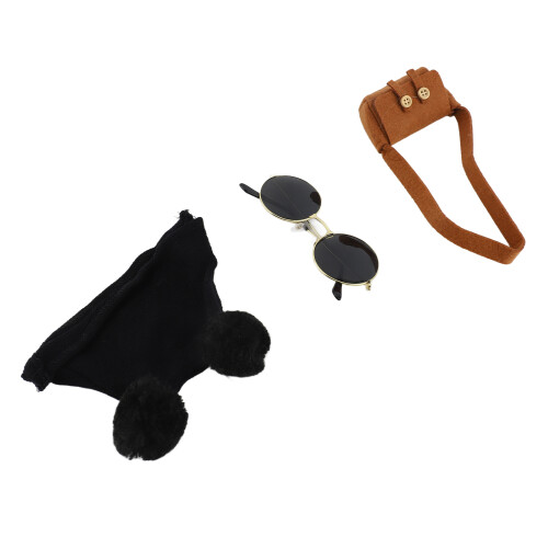 Kleidung für Plüschente: schwarzer Hut, gestreifter Pullover 2