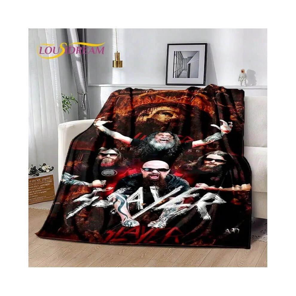 (19, 75cmx100cm) Slayer Heavy Metal Band Soft Plush Blanket,Flannel Blanket Throw Blanket for Living Room Bedroom Bed Sofa Picnic Cover Warm Kids-image-OPC-PJH5R2D-NEW