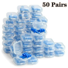 50 Pairs + 50 Boxes Silicone Ear Plugs Nrr 28db Hearing Protection Waterproof