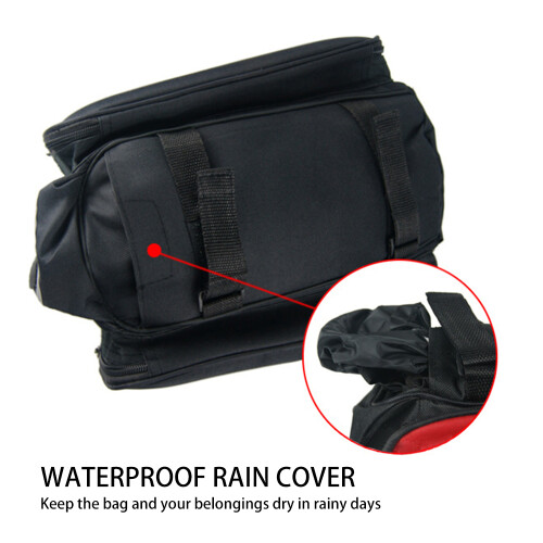 Erweiterbare MTB-Hintertasche 32x25x18 cm Schwarz/Rot/Blau