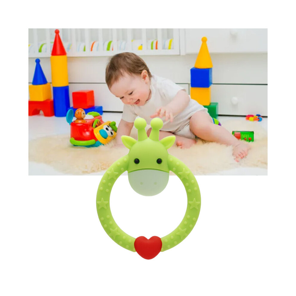 Round Giraffe Shaped Baby Teething Relief Toy Soft Silicone Infant Chew Green