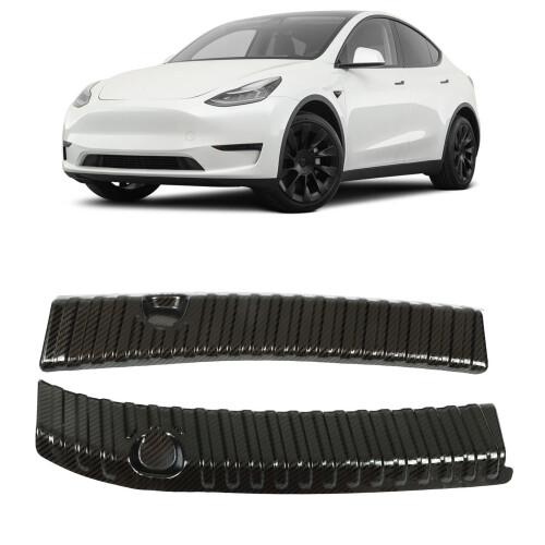 2 Stück Model Y Heckstoßfängerschutz aus Carbonfaser 21-23