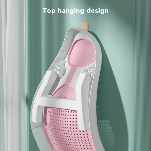 Foldable Pink TPE Baby Bath Support with Ergonomic Round Hole, Safe PP 2