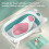 Foldable Pink TPE Baby Bath Support with Ergonomic Round Hole, Safe PP 14