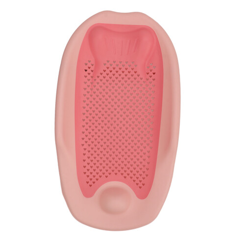 Foldable Pink Ergonomic Baby Bath Support with Heart-Shaped Pattern 1