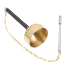 Glockenspiel Temple Bell For Buddhist Temples Brass Hand-Held Yin Qing 33x5.8cm Golden