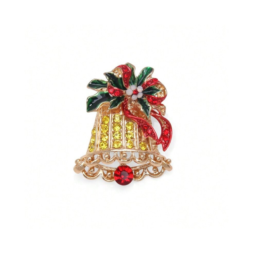 (32. Yellow Diamond Bell Brooch) Fashion Christmas brooch alloy oil drip Christmas tree old man wreath brooch pin clothing