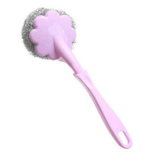 Steel Wire Ball Brush Stainless Steel Scrubber Long Handle Kitchen Dishwashing Brush For Cookware Pots Pans