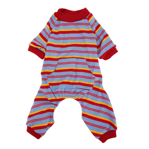 Gestreifter Hundepyjama L Polyester 4-Bein-Bodysuit 1