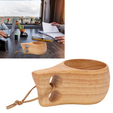 Holz-Campingbecher - großer Henkel, Akazienholz