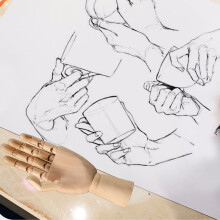 Small Wooden Hand Model for Art & Drawing Right Hand Flexible & Movable 7116A