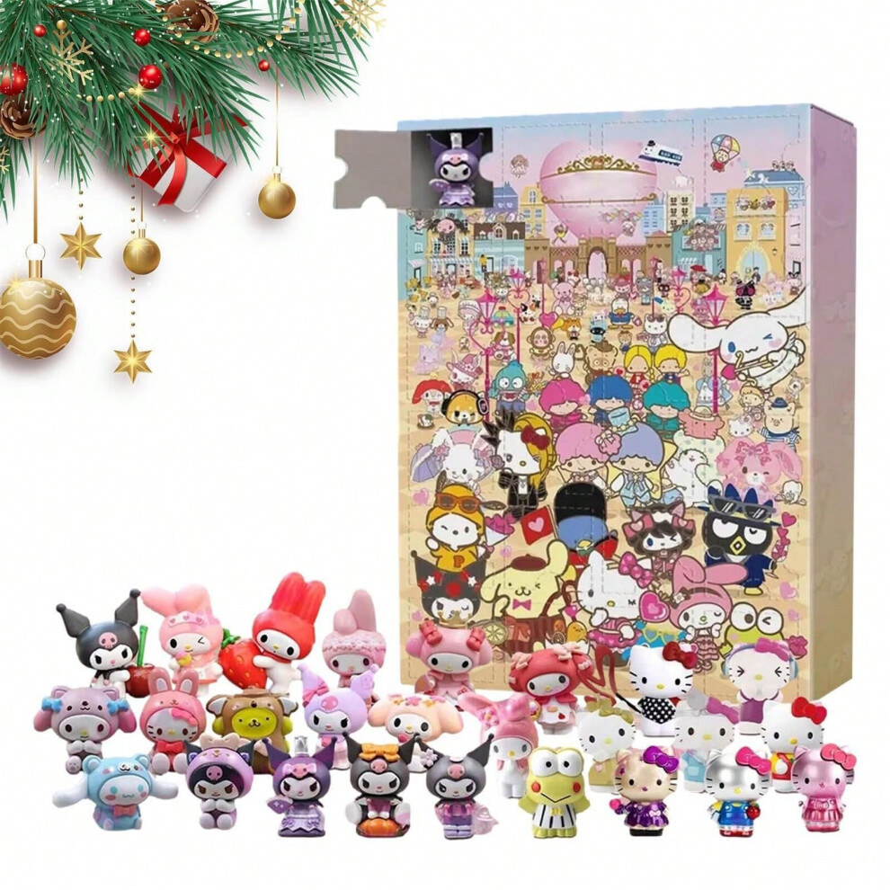 (Sanli) New Sanrio KT Cat Christmas Countdown Surprise Calendar Box Sanrio 24-piece Christmas Day Blind Box