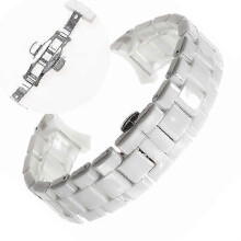 (White silver, 22mm) 18mm 22mm Ceramic Strap For Armani Watch Ar1400 Ar1410 Ar1402 Ar1401 Men Women Band Bracelet Belt Black White Butterfly Button