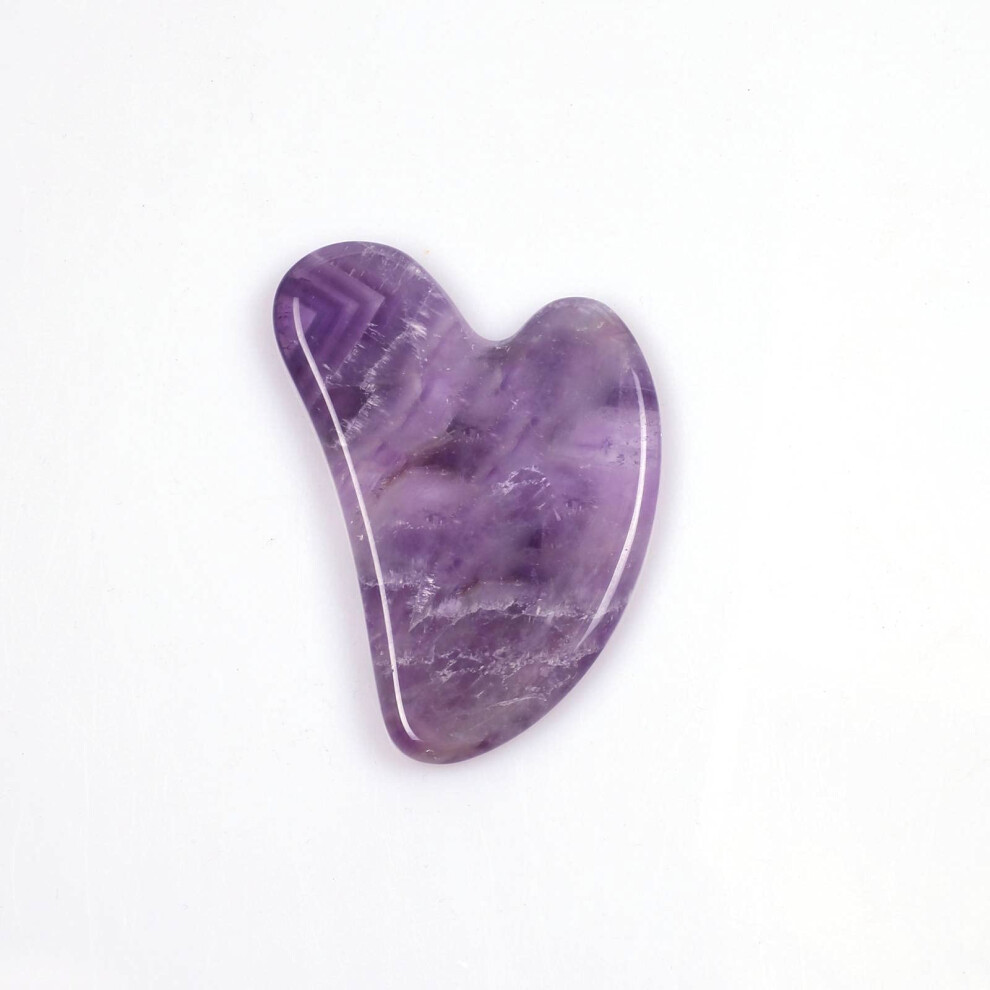 Jade Gua Sha Massage Stone Heart Shaped Amethyst Finish Facial Massage Tool For Muscle Tension Relief