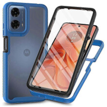 (Sapphire) For Motorola Moto G35 5g Case Pc Tpu Phone Clear Back Cover With Pet Screen Film - Purple