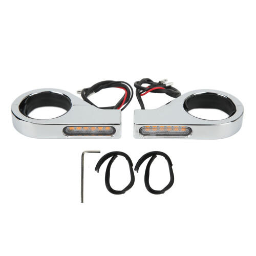 12V Chrom LED-Blinkleuchte 41 mm Gabelrohre 1
