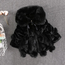 (Black Fur Collar, 90cm?1-2years) UK Kids Faux Fur Baby Thick Parka Girl Warm Coat Jacket Coat Outerwear Children