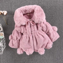 (Pink Fur Collar, 90cm?1-2years) UK Kids Faux Fur Baby Thick Parka Girl Warm Coat Jacket Coat Outerwear Children
