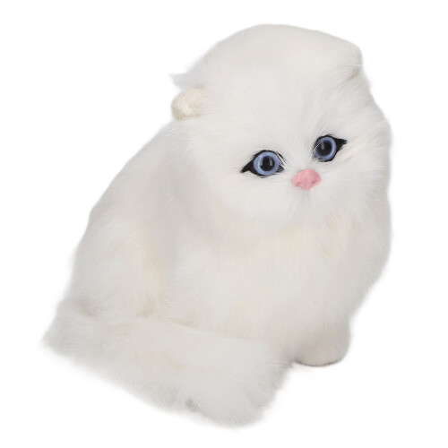 Weiße Katzenfigur aus Kunstfell – Prunkstück
