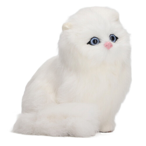 Weiße Katzenfigur aus Kunstfell – Prunkstück 1