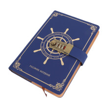 Blue A5 Travel Diary with 100 Sheets, PU Leather Cover & Combo Lock