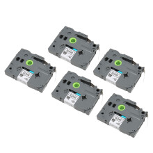 5 Stück Etikettenband Schwarz auf Weiß, 12 mm Breite, 8 m Länge, wasserdicht, kompatibel mit P Touch, für PT D210, Etikettenmesser Lehrmitt