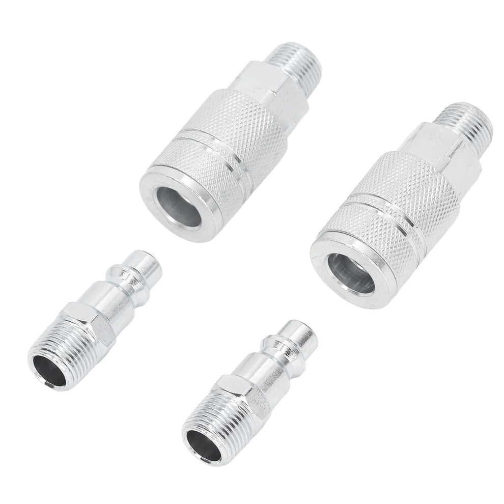 2 External Air Hose Fittings 3/8 Inch Npt + Plug For Compressors And Air Tools 8021338413838