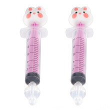 2 Stück Baby-Nasenreiniger Cartoon-Form, Spritzenart aus Silikon, Nasenreinigungsgerät für Säuglinge, pinker Hase