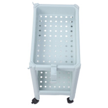 Nordic Blue 2-Tier Bathroom Floor Shelf on Wheels