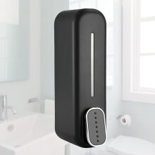 Wandmontierter Flüssigseifenspender Manuell 300ml Glatte Oberfläche Für Küchen Esszimmer Krankenhäuser Badezimmer Schwarz