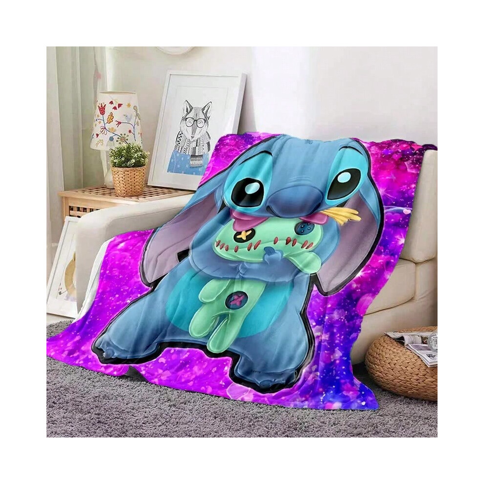 (28, 100x150cm) 3D Stitch Kawaii Cartoon Soft Blankets,Keep Warm Throw Blanket Comfortable Blanket for Picnic Beds Sofa Home Bedroom Kids Gift-image-OPC-PJH6SCC-NEW